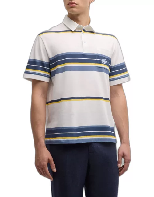 Men's Boxy Striped Pique Polo Shirt