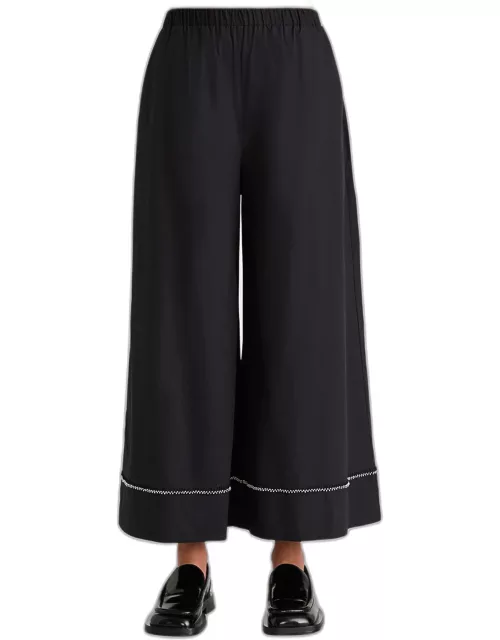 Clarion Cropped Wide-Leg Beaded Pant