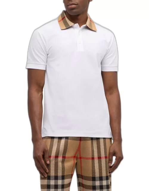 Men's Pique Polo Shirt with Check Collar