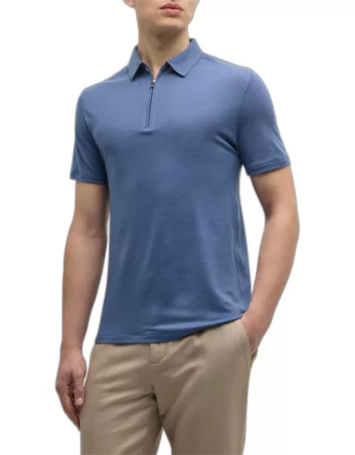 Men's Wool Quarter-Zip Polo Shirt
