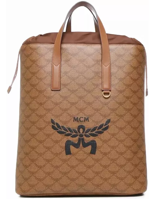 MCM Himmel Lauretos Backpack With Drawstring Closure And Natural Nappa Leather Finishe