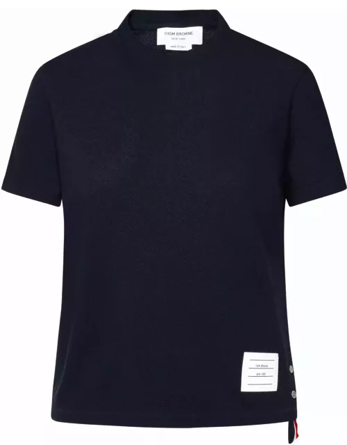 Thom Browne relaxed Navy Textured Cotton T-shirt
