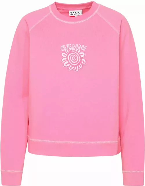 Ganni isoli Sweatshirt In Pink Organic Cotton