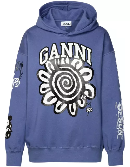 Ganni isoli Flower Blue Cotton Sweatshirt