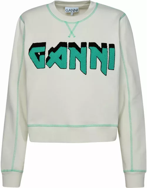 Ganni isoli Rock Bio Ivory Cotton Sweatshirt