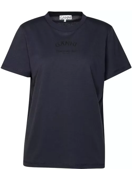 ganni Navy Cotton T-shirt
