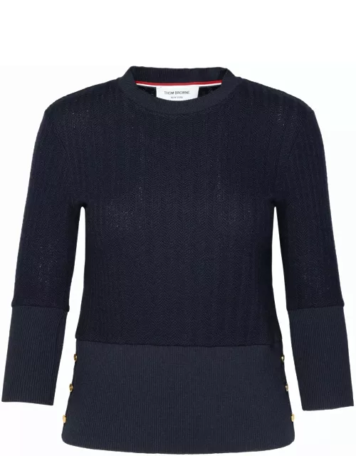 Thom Browne Navy Virgin Wool Sweater