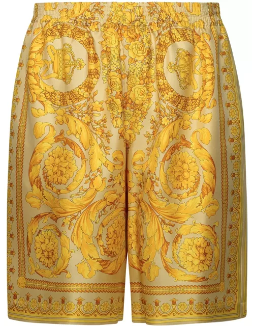 Versace barocco Gold Silk Bermuda Short