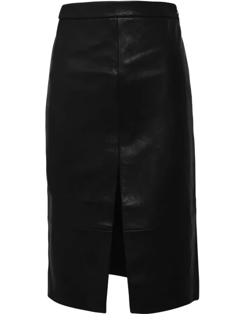 Khaite Freser Black Leather Skirt