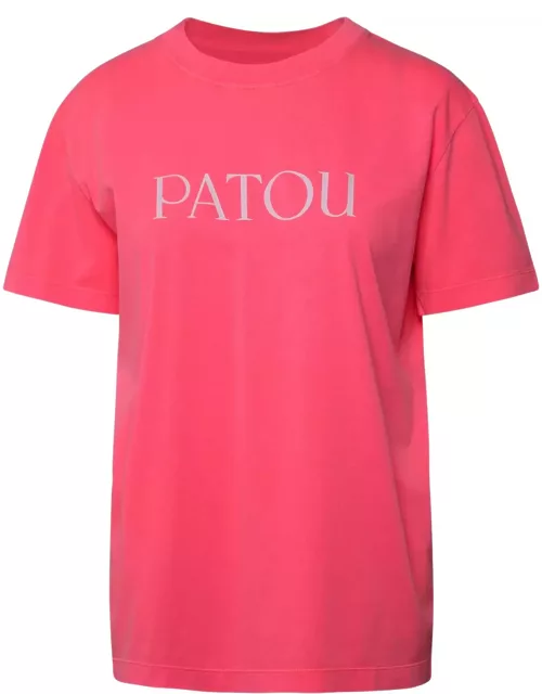 Patou Essential Logo Neon Pink Cotton T-shirt