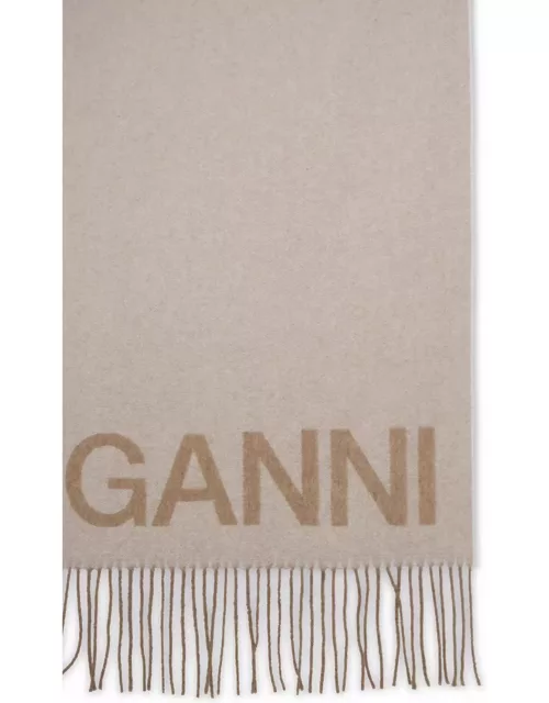 Ganni Beige Recycled Wool Scarf