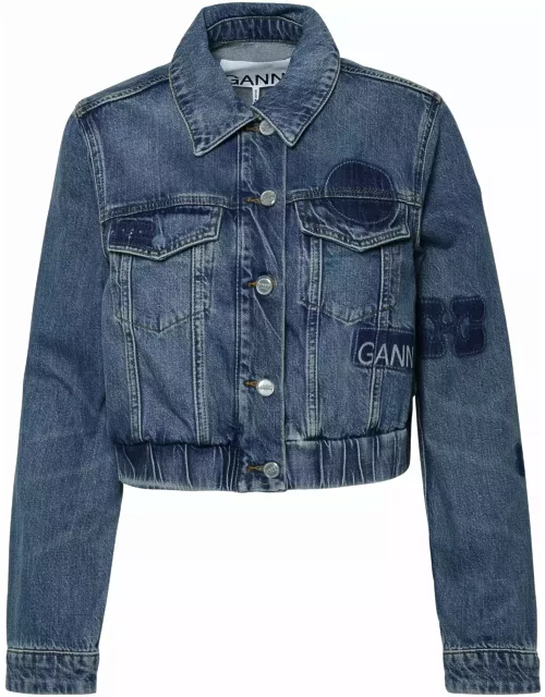 Ganni Blue Organic Cotton Bomber Jacket