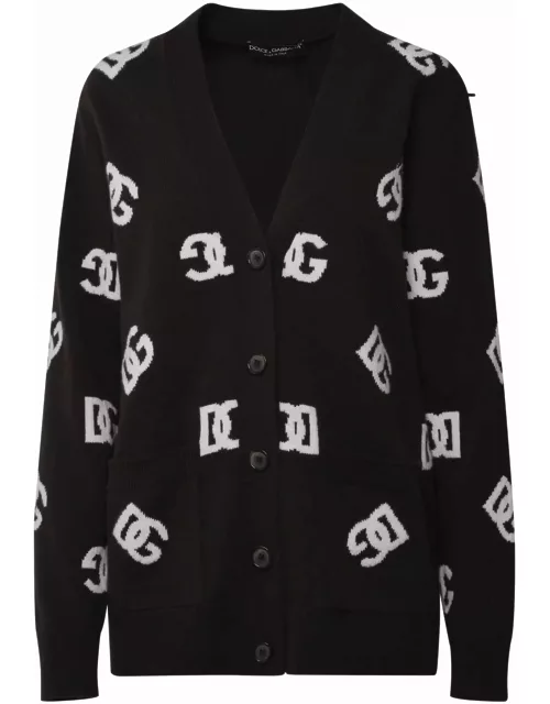 Dolce & Gabbana Maxi Cardigan With Dg Pattern Inlay