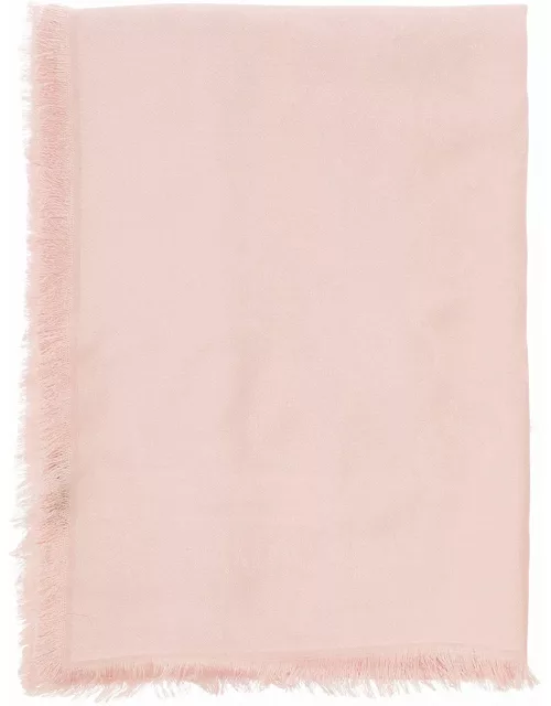 TwinSet Pink Kefiah With Fringed Hem In Jacquard Viscose Woman