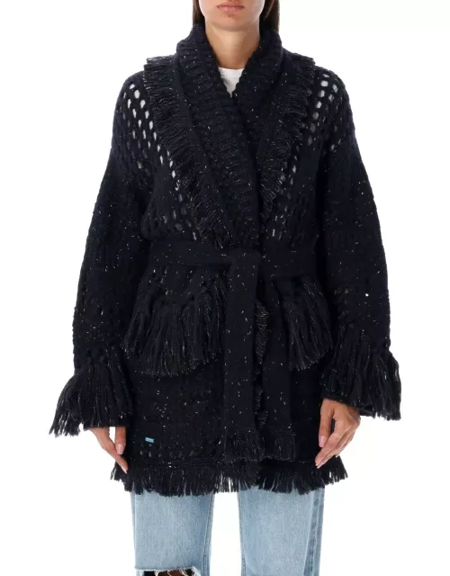 Alanui The Astral Speckle Knitted Fringed Cardigan