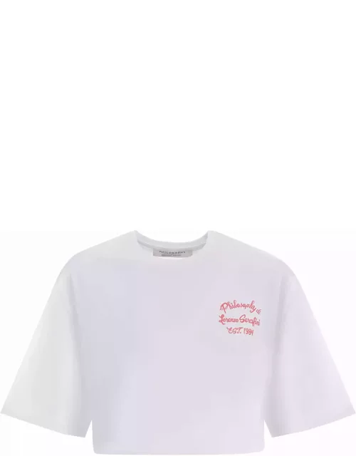 Philosophy di Lorenzo Serafini Cropped T-shirt Philosophy logo In Cotton Jersey