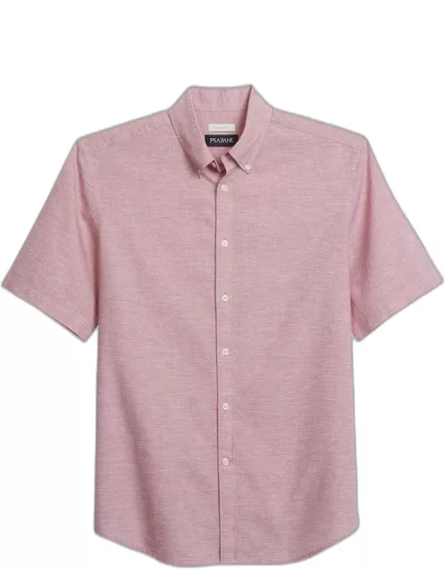 JoS. A. Bank Big & Tall Men's Linen Blend Short Sleeve Casual Shirt , Slate Rose, XX Large