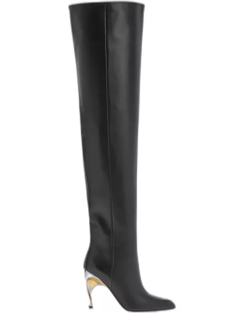 Knee-High Leather Stiletto Boot