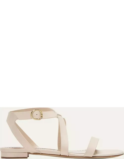 Magalou Leather Flat Ankle-Strap Sandal
