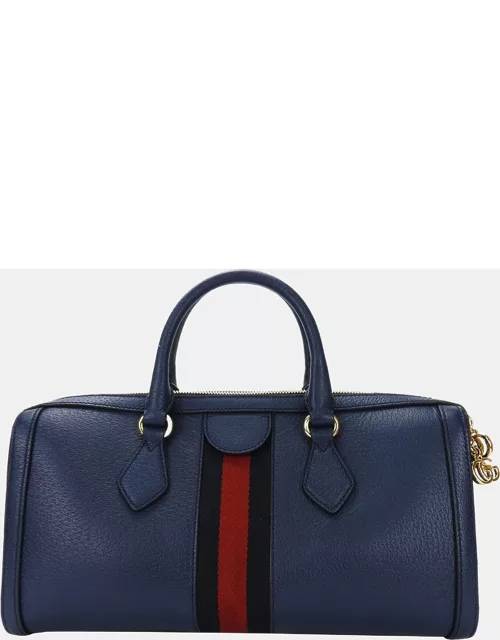 Gucci Blue leather Ophidia Medium Boston Bag