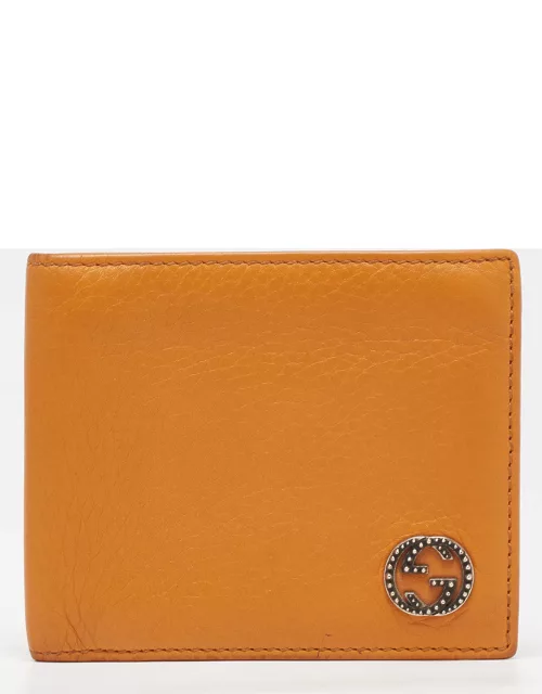 Gucci Orange Leather Interlocking G Bifold Wallet