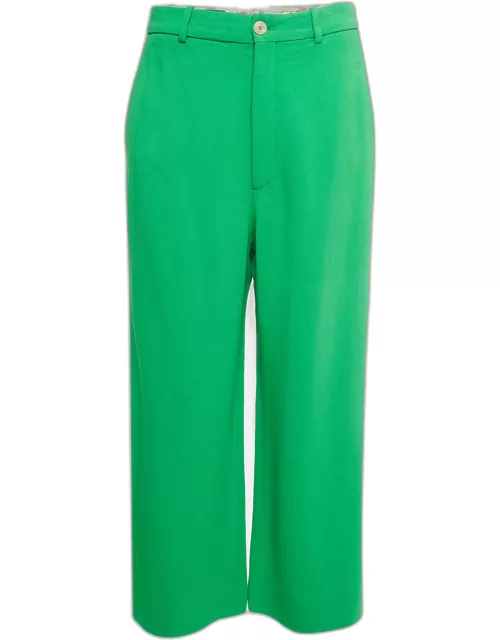 Gucci Green Stretch Crepe Buttoned Culotte Pants