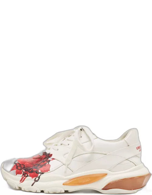 Valentino x Undercover White Leather Chain Rose Print Bounce Sneaker