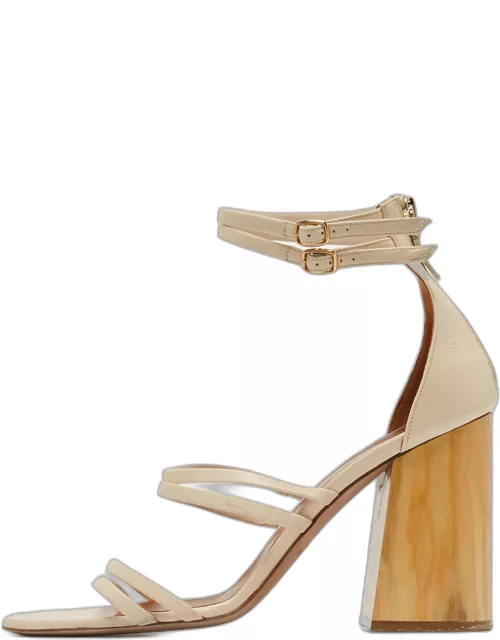 Malone Souliers Cream Leather Ankle Strap Sandal