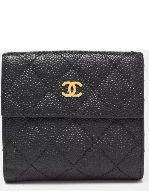 Chanel Black Caviar Leather CC Small Flap Wallet
