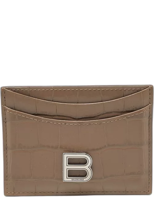 Balenciaga Beige Croc Embossed Leather Card Holder