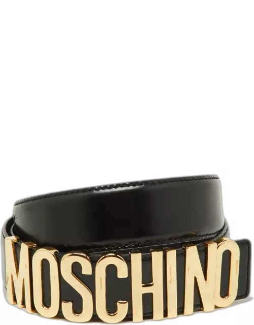 Moschino Black Leather Classic Logo Waist Belt 110 C