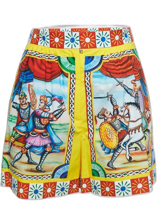 Dolce & Gabbana Multicolor Printed Cotton High Waist Shorts