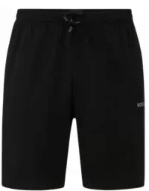 Stretch-cotton regular-fit shorts with logo detail- Black Men's Loungewear
