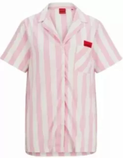 Patterned pajama shirt with red logo label- Pink Women's Underwear, Pajamas, and Sock