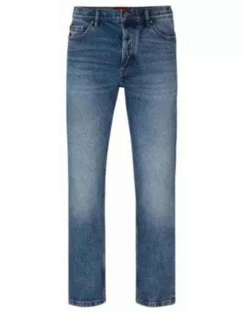 Tapered-fit jeans in blue stretch denim- Blue Men's Jean