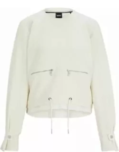 Adjustable-hem sweatshirt with zip details- White Women's Sweatshirt