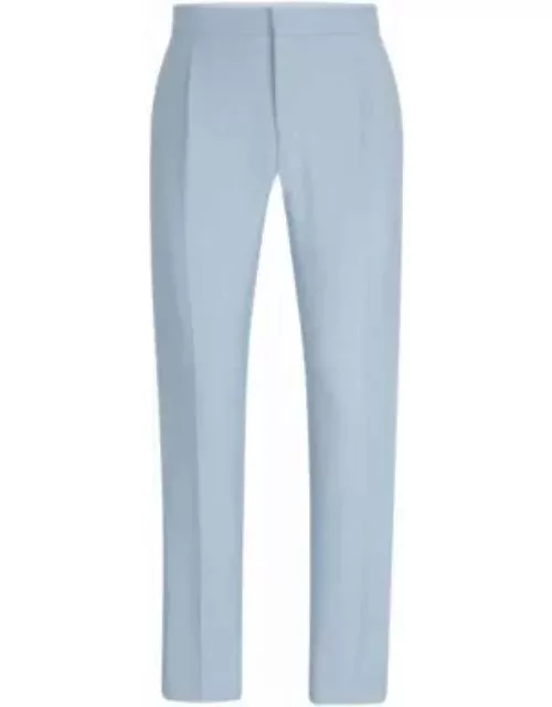 Slim-fit trousers in stretch moulin fabric- Light Blue Men's Business Pant