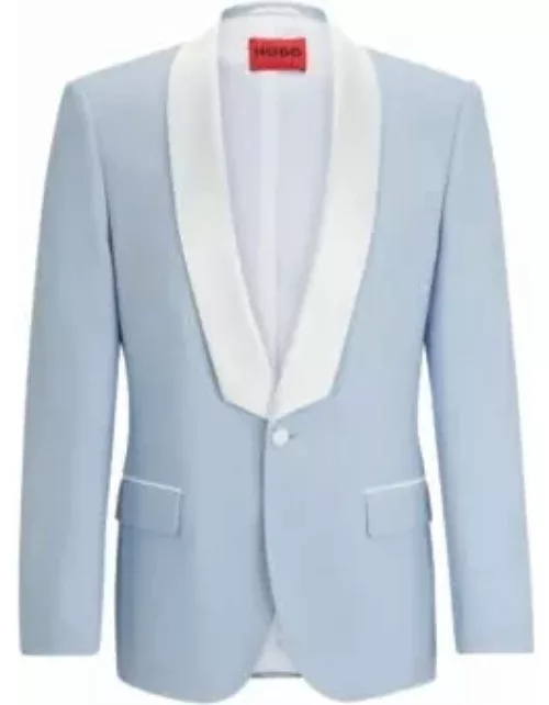 Slim-fit jacket in moulin stretch fabric- Light Blue Men's Sport Coat