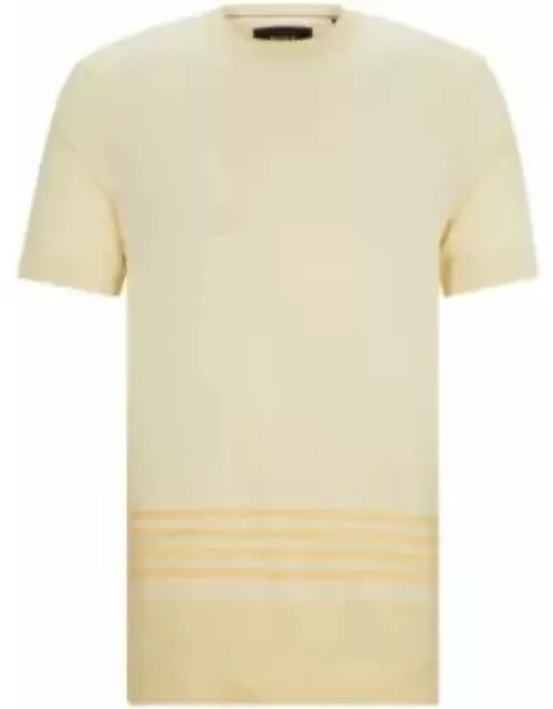 Stripe-detail T-shirt in cotton and silk- Light Yellow Men's T-Shirt