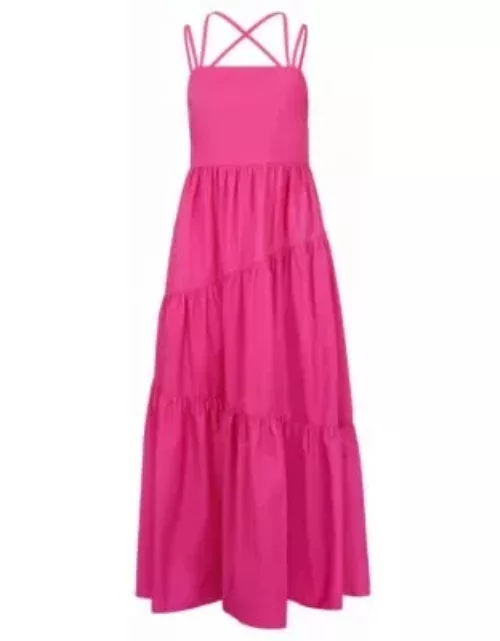 Maxi dress in cotton poplin with crossover straps- Purple Women's Day Dresse