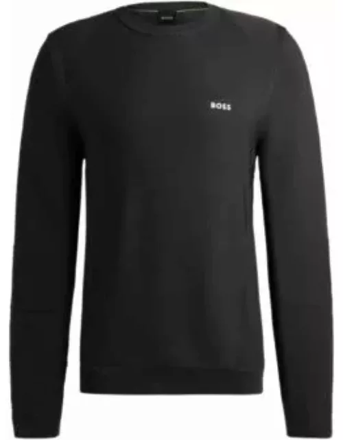 Regular-fit sweater with contrast logo and crew neck- Dark Grey Men's Sweater