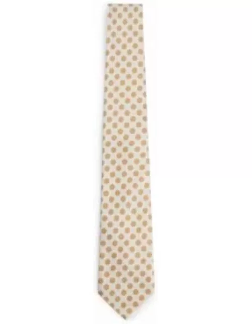 Silk-jacquard tie with dot motif- Light Beige Men's Tie
