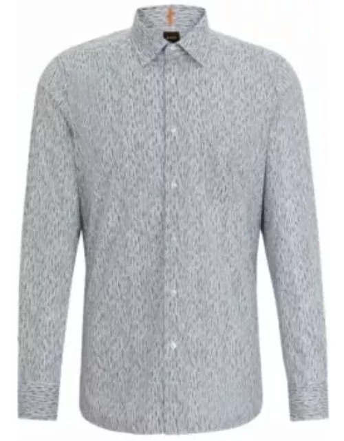 Regular-fit shirt in printed cotton poplin- White Men's Casual Shirt