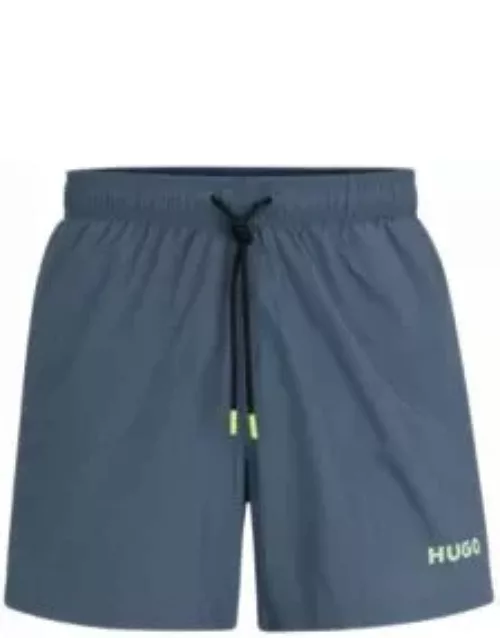 Fully lined swim shorts with logo print- Blue Men's Swim Short