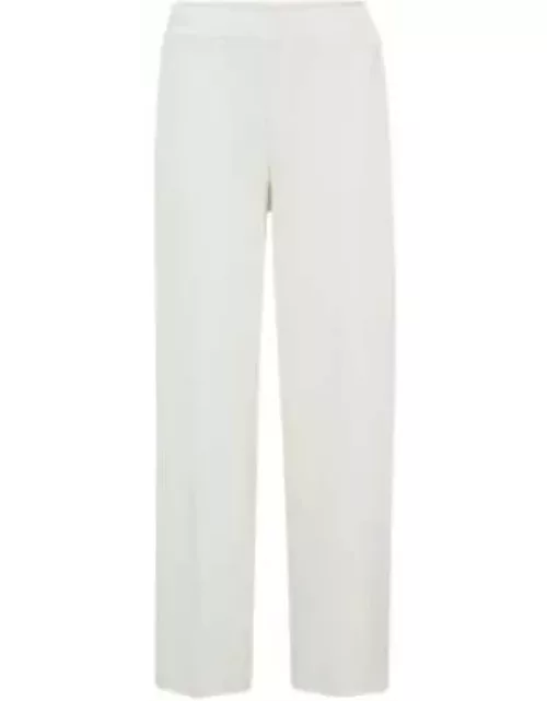 Piqu jersey trousers with front pleats- White Women's Pant