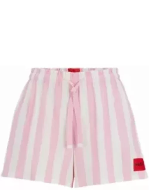 Patterned pajama shorts with red logo label- Pink Women's Underwear, Pajamas, and Sock