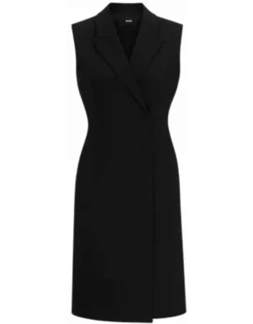 Blazer-style sleeveless dress with concealed closure- Black Women's Business Dresse