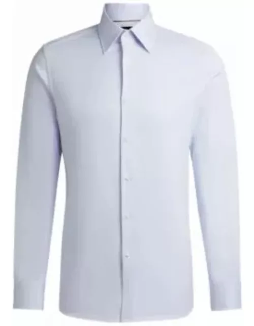 Slim-fit shirt in structured stretch cotton- Light Blue Men's Shirt