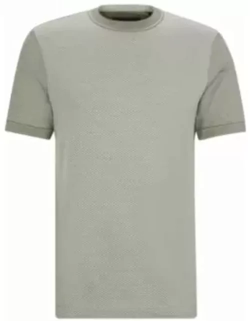 Cotton-silk regular-fit T-shirt with mixed structures- Light Green Men's T-Shirt