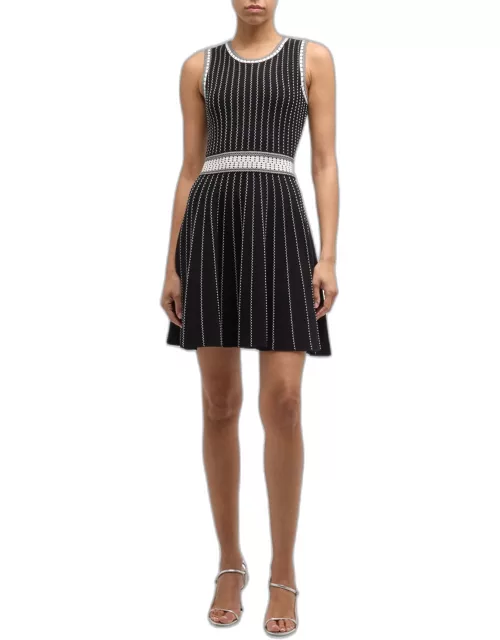 Sleeveless Striped Knit Mini Dres